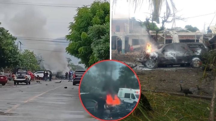 Se registra explosión de coche bomba frente a la Policía Comunitaria de Coahuayana, Michoacán