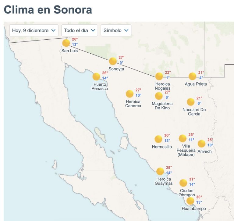 Así será el clima en Sonora este martes. Foto: Conagua