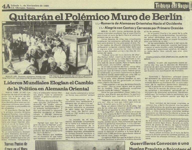 60 años, 60 historias: La caída del 'Muro de Berlín', un antes y después en la 'Guerra Fría'