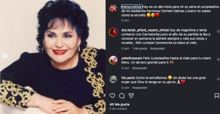 Su hija María Eugenia publicó en su cuenta de Instagram, lo siguiente
