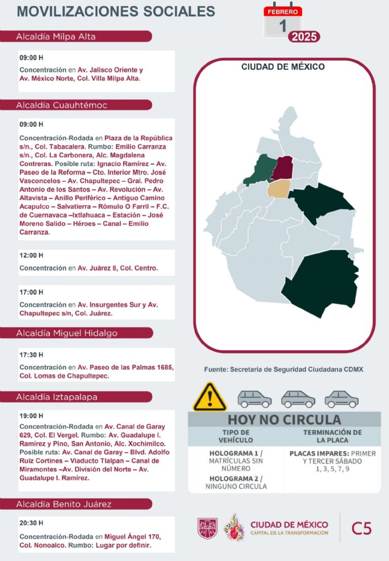 Tráfico en CDMX hoy 1 de febrero