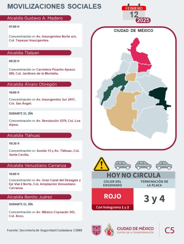 Tráfico en CDMX hoy 12 de febrero