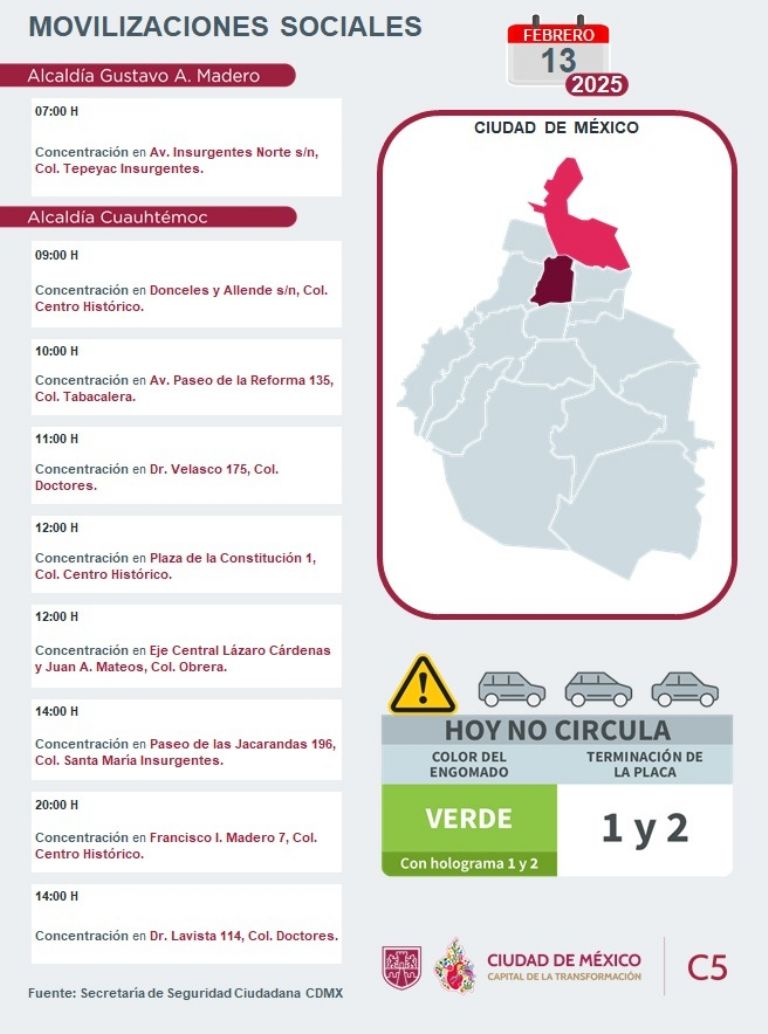 Tráfico en CDMX hoy 13 de febrero