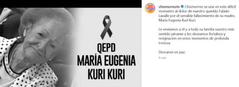 Fallece mamá de Fabián Lavalle