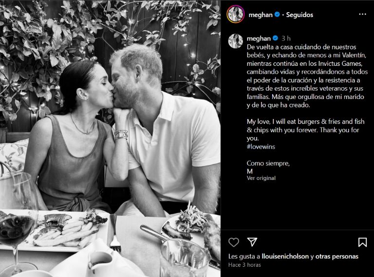 Meghan Markle felicita al Príncipe Harry por San Valentín