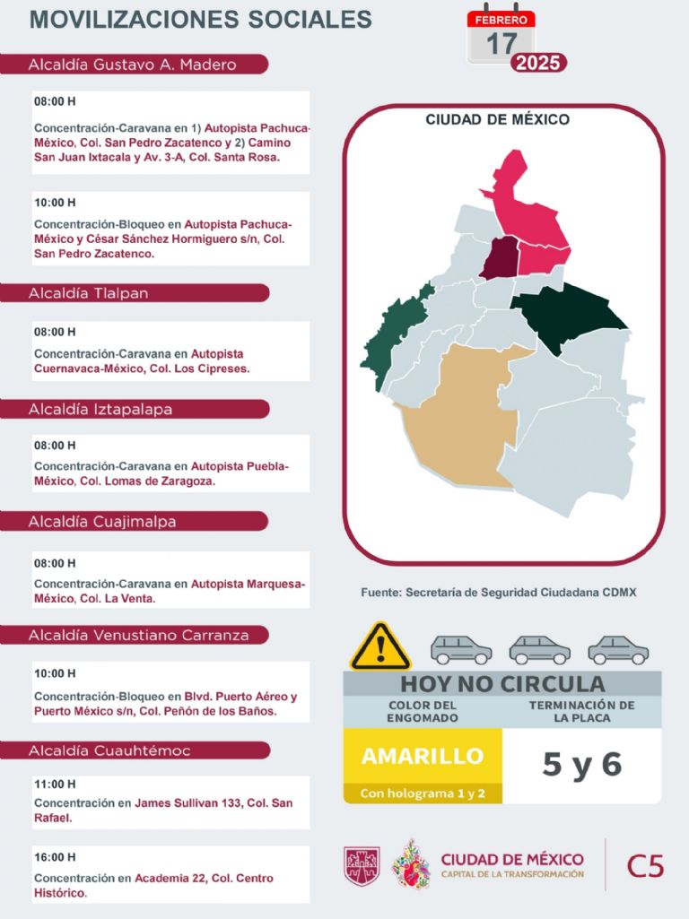 Tráfico en CDMX hoy 17 de febrero