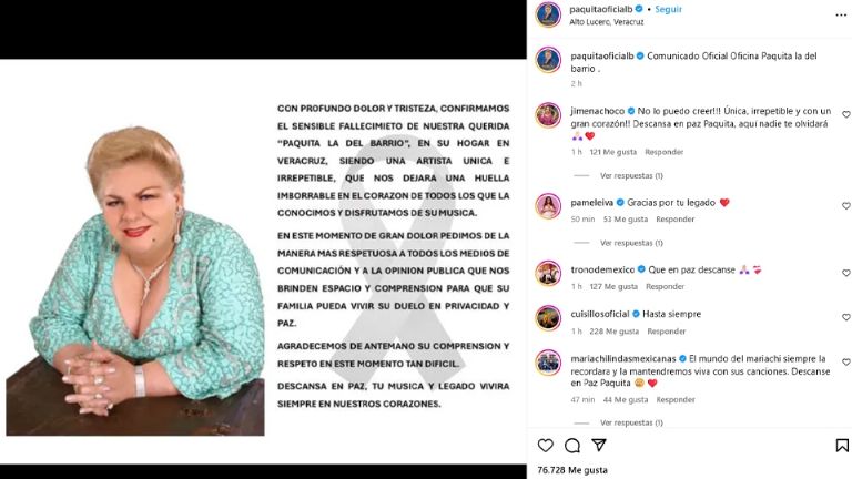 Falleció Paquita la del Barrio este lunes 17 de febrero