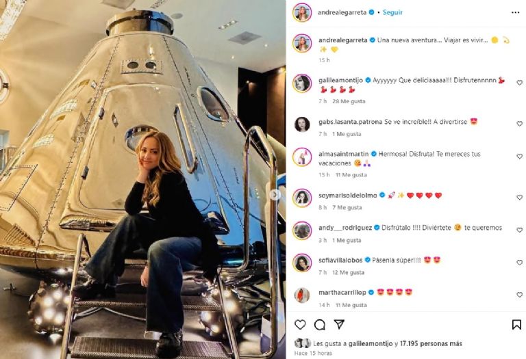 Andrea Legarreta salió de viaje