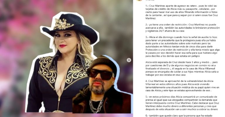 Cruz Martínez huiría de México tras violentar a Alicia Villarreal y le robaría millones de pesos 