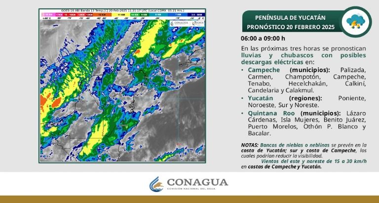 Pronóstico de lluvias en México para HOY jueves 20 de febrero. Foto: Conagua