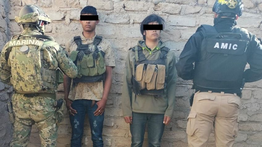 Semar y AMIC detienen a dos jóvenes armados al norte de Sonora; trabajan para el Delta-5