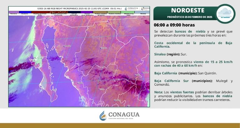Clima en Sonora para HOY martes 25 de febrero. Foto: Conagua