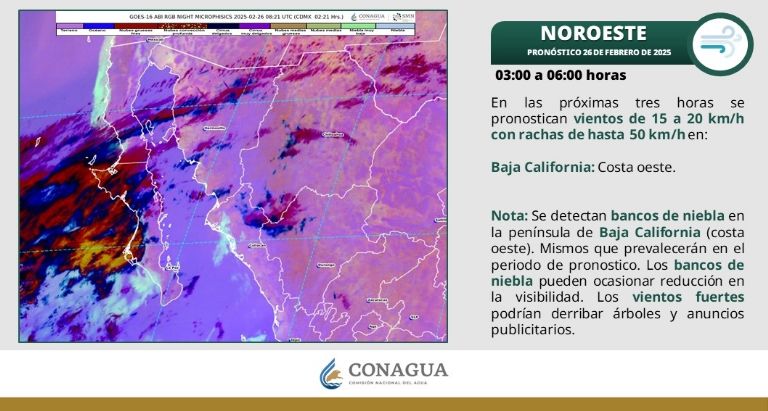 Clima en Sonora para HOY miércoles 26 de febrero. Foto: Conagua
