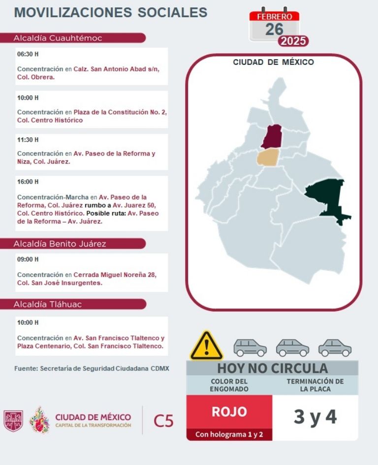 Tráfico en CDMX hoy 26 de febrero