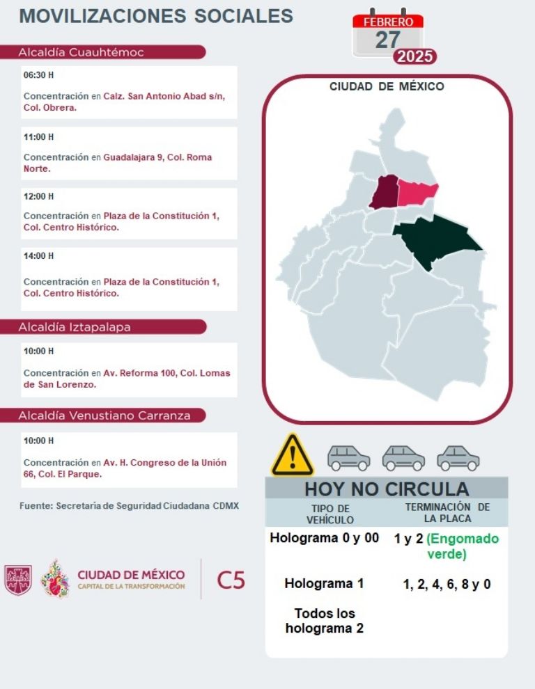 Tráfico en CDMX hoy 27 de febrero