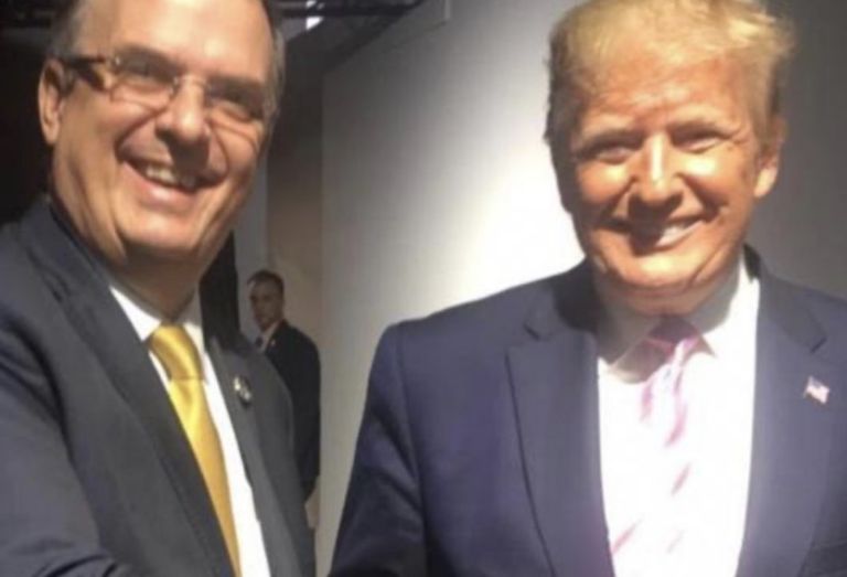 Marcelo Ebrard, secretario de Economía y Donald Trump, presidente de EU. Foto: Facebook