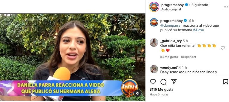 Daniela Parra envía contundente mensaje a su hermana Alexa