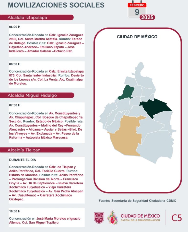 Tráfico en CDMX hoy 9 de febrero