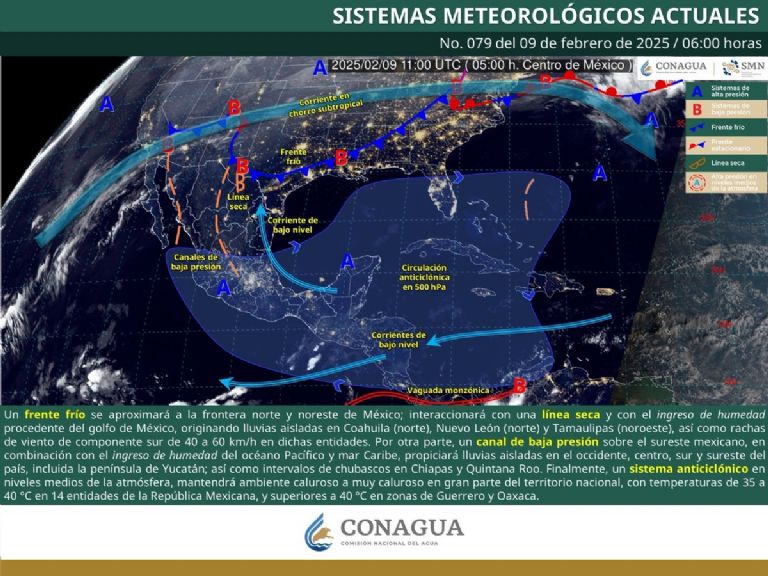 Conagua advierte sobre Frente Frío en el norte de México. Foto: SMN