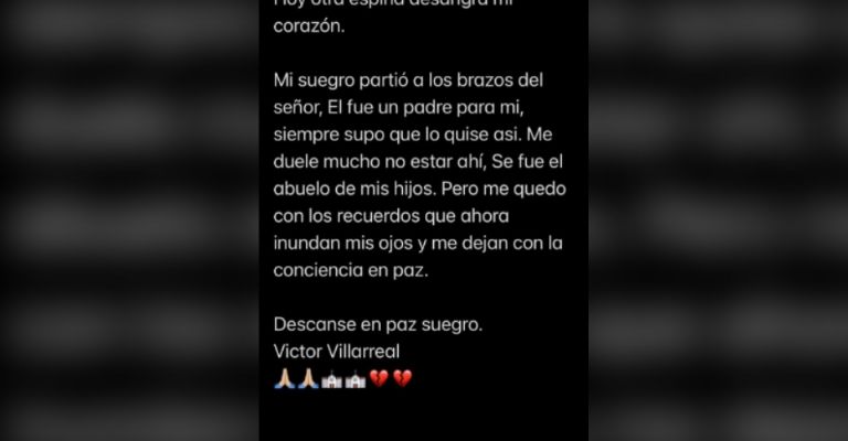 Cruz Martínez envía desgarrador mensaje por muerte del padre de Alicia Villarreal