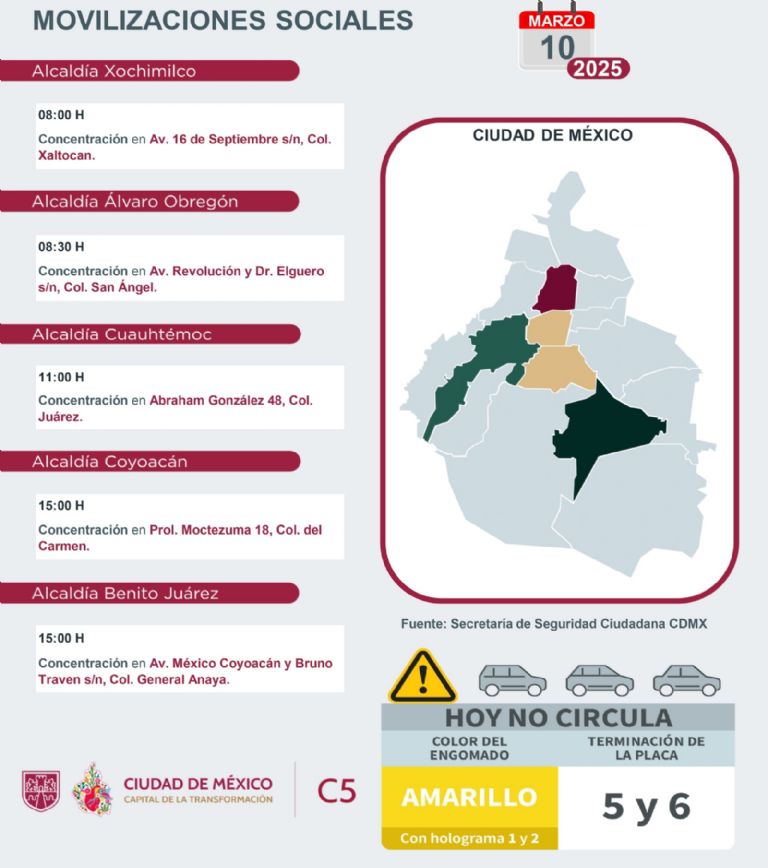 Tráfico en CDMX hoy 10 de marzo