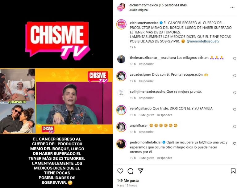 Confirman que Memo del Bosque otra vez tiene cáncer