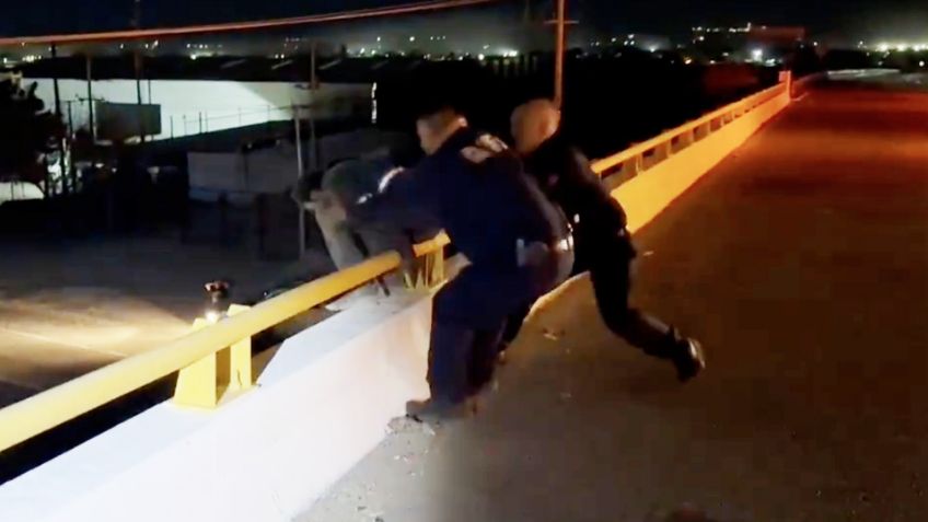 VIDEO: Policías de Hermosillo logran salvar a hombre que pretendía arrojarse de puente
