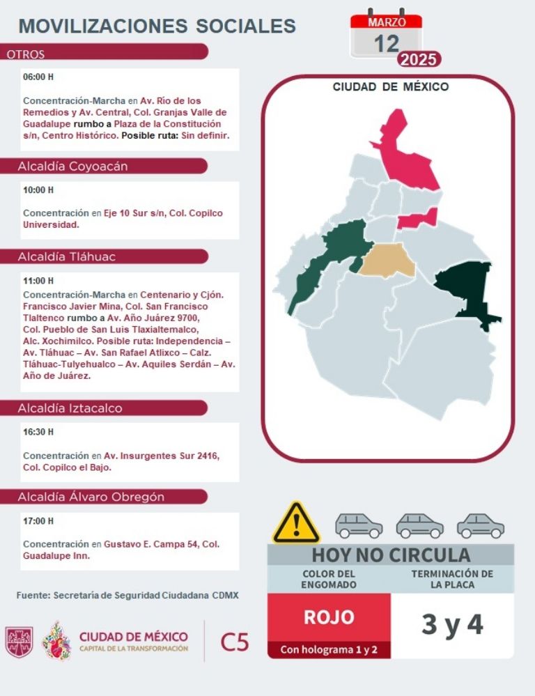 Tráfico en CDMX hoy 12 de marzo