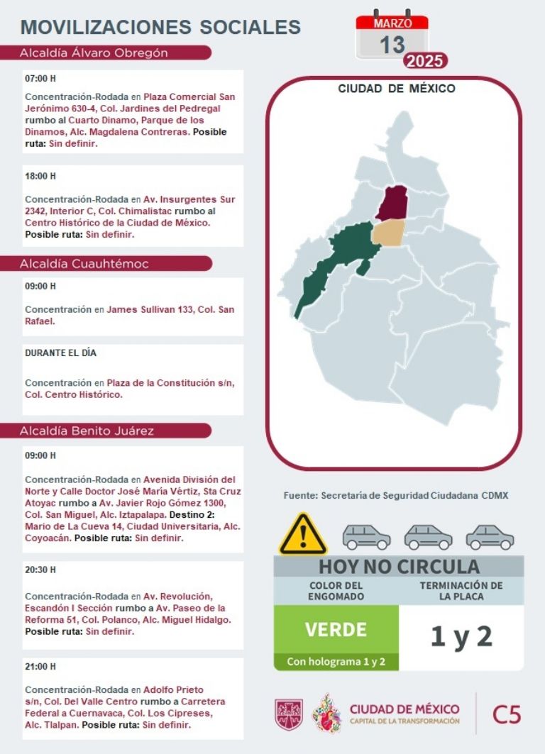 Tráfico en CDMX hoy 13 de marzo