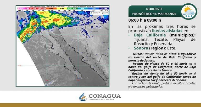 Clima en Sonora para HOY viernes 14 de marzo de 2025. Foto: Conagua