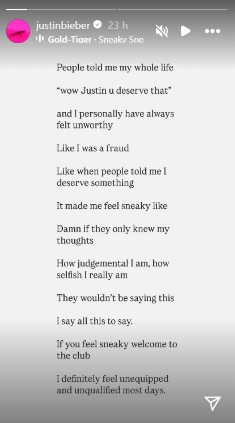 Justin Bieber compartió un mensaje que preocupó a sus fans 