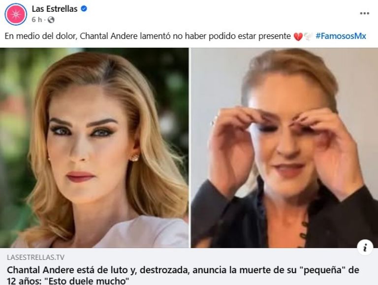 Televisa anunció el doloroso luto que enfrenta Chantal Andere