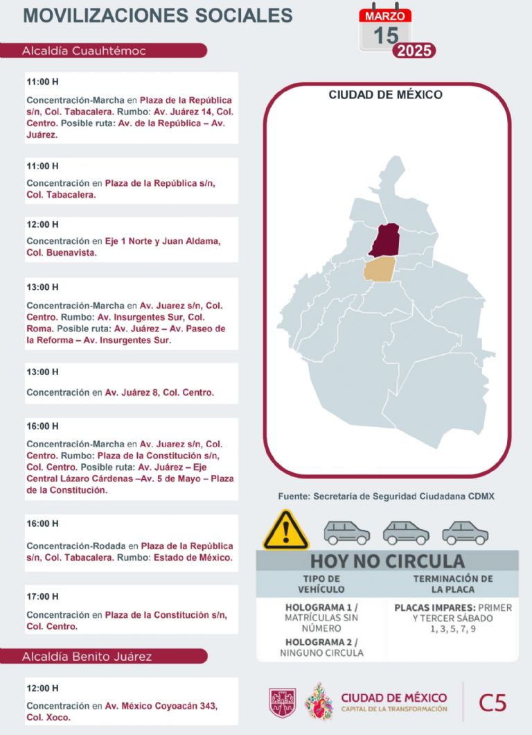 Tráfico en CDMX hoy 15 de marzo