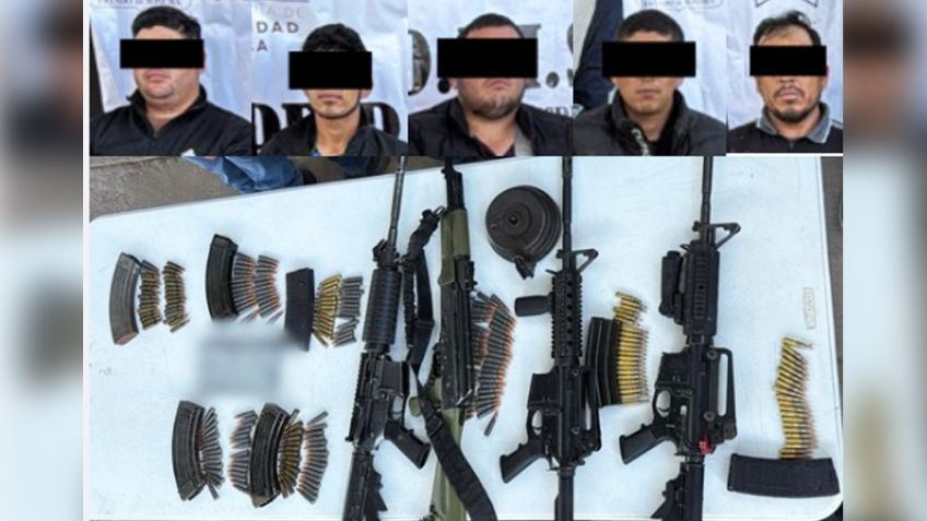 Desarticulan célula criminal en Caborca; detienen a cinco personas y aseguran armamento