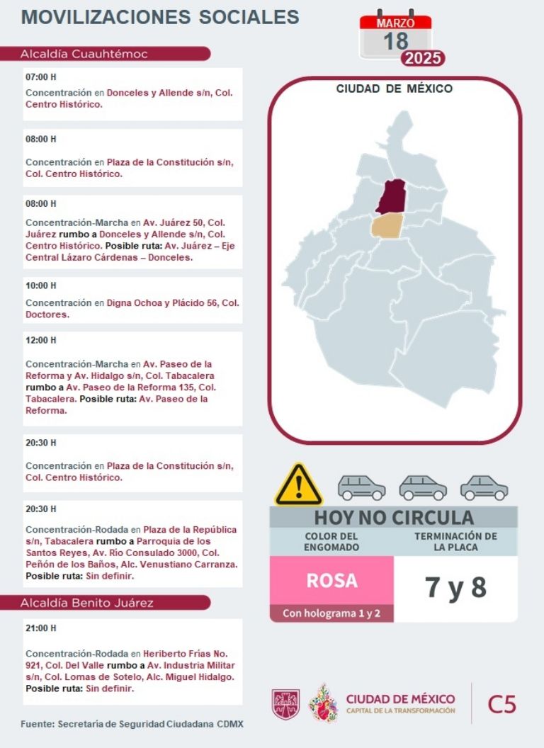 Tráfico en CDMX hoy 18 de marzo