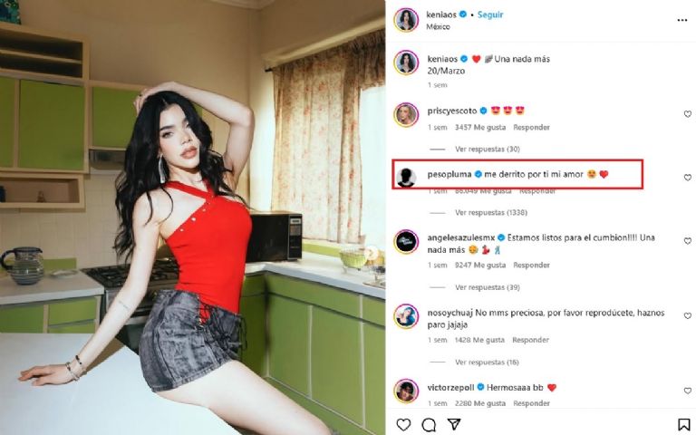 Peso Pluma le dedicó un romántico mensaje a Kenia Os