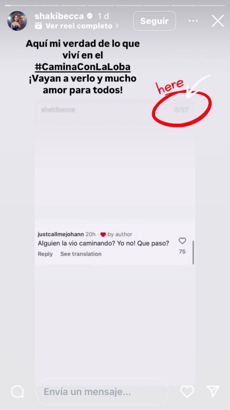 A través de sus historias 'Shakibecca’ compartió información sobre qué ocurrió el día del concierto 
