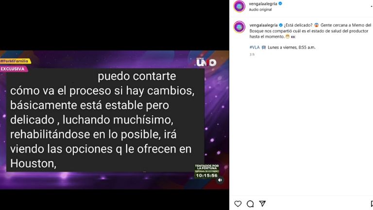 Filtran el estado de salud de Memo del Bosque