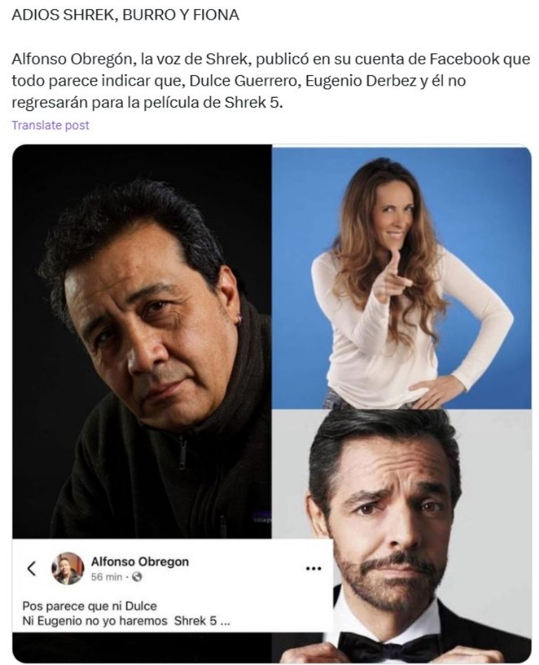 Eugenio Derbez puso una condición para ser Burro en Shrek 5