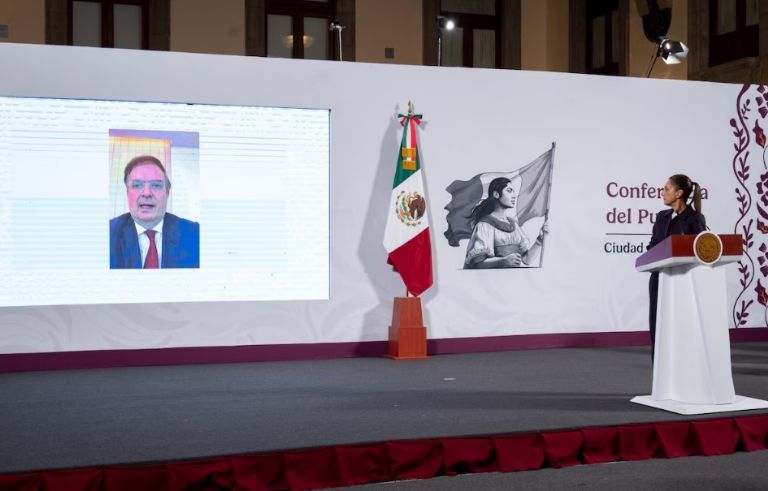 Ebrard se conectó a la mañanera para abordar el tema de los aranceles a autos 