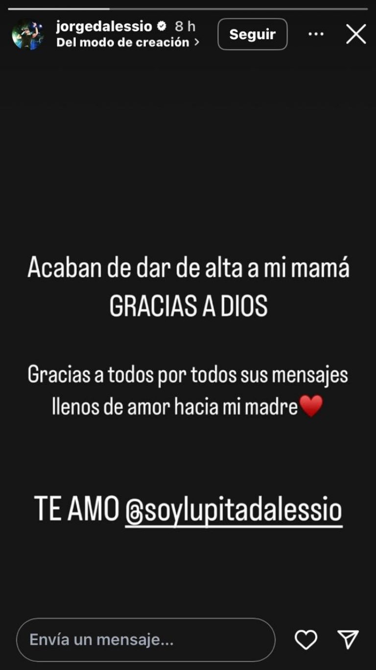 Jorge D’Alessio publicó un mensaje sobre su madre 