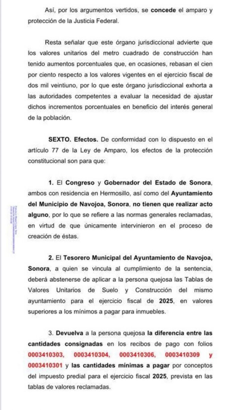 Copia del fallo a favor del amparo ciudadano