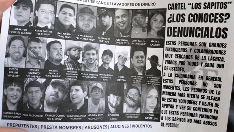 Volante que hace hincapié en sus supuestos vínculos con crimen organizado