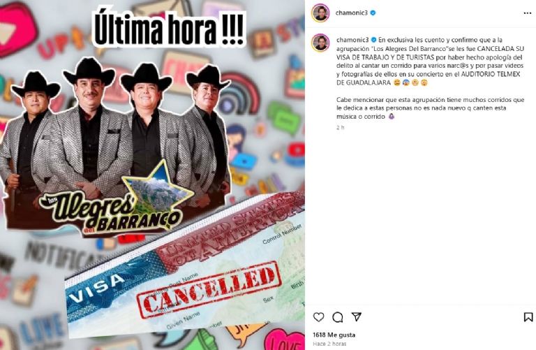 Le quitan la visa a Los Alegres del Barranco