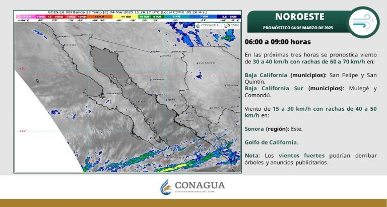 Clima en Sonora de hoy, martes 4 de marzo. Foto: Conagua