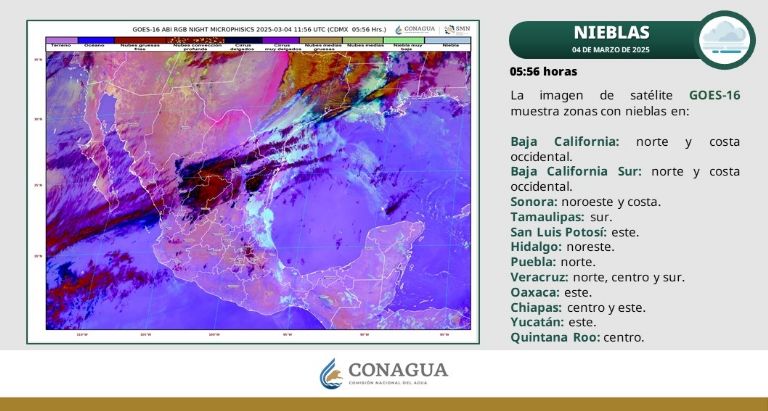 Clima en México para hoy, martes 4 de marzo de 2025. Foto: Conagua
