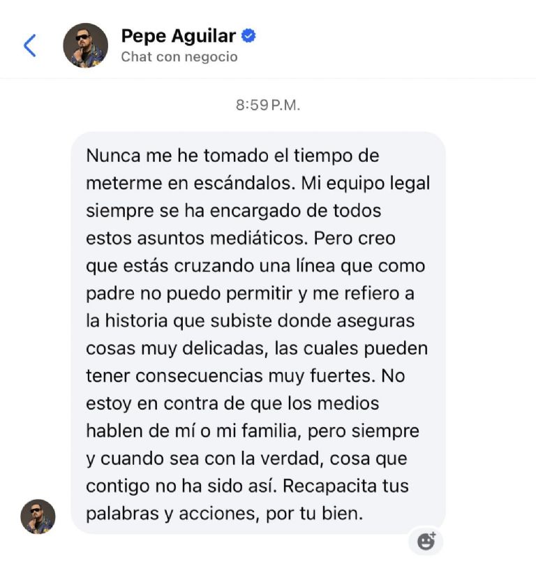 El influencer Javier Mata, aseguró que Pepe Aguilar le mandó un mensaje 