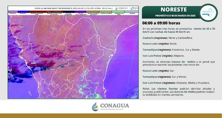 Clima en Sonora de hoy, miércoles 5 de marzo. Foto: Conagua
