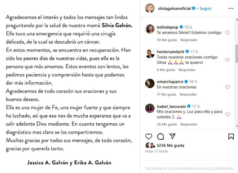 Confirman que Silvia Galván tiene cáncer