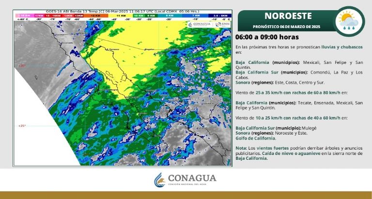 Clima en Sonora para HOY jueves 6 de marzo. Foto: Conagua